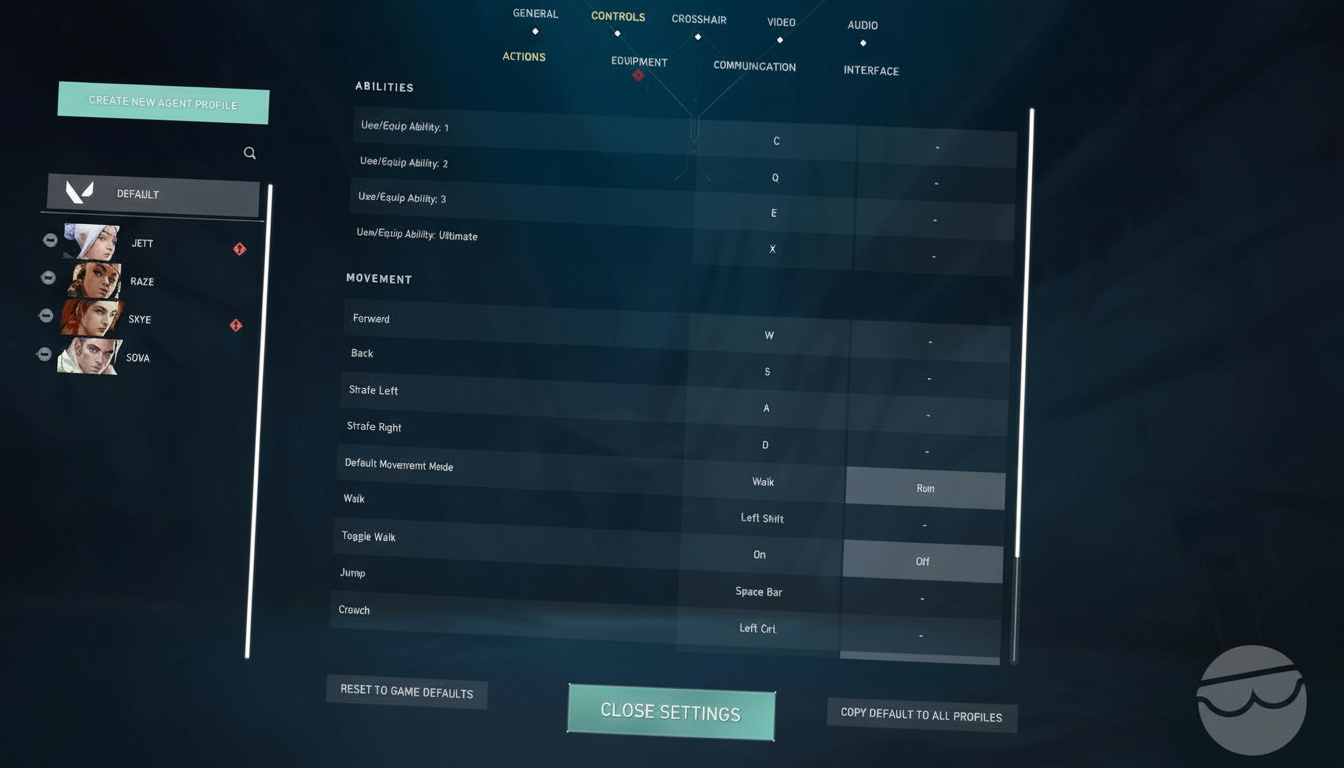 best valorant keybinds